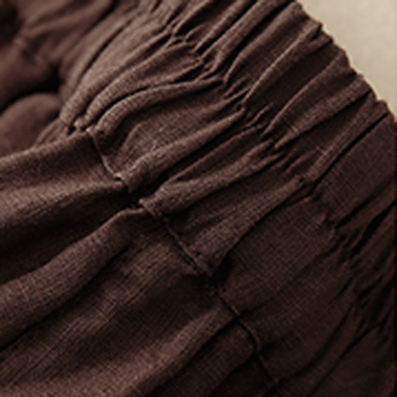 Pantalones cortos rectos elásticos de algodón y lino para mujer, informales, de verano, con bolsillos, de Buddha Stones