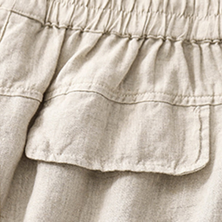 Pantalones cortos rectos elásticos de algodón y lino para mujer, informales, de verano, con bolsillos, de Buddha Stones