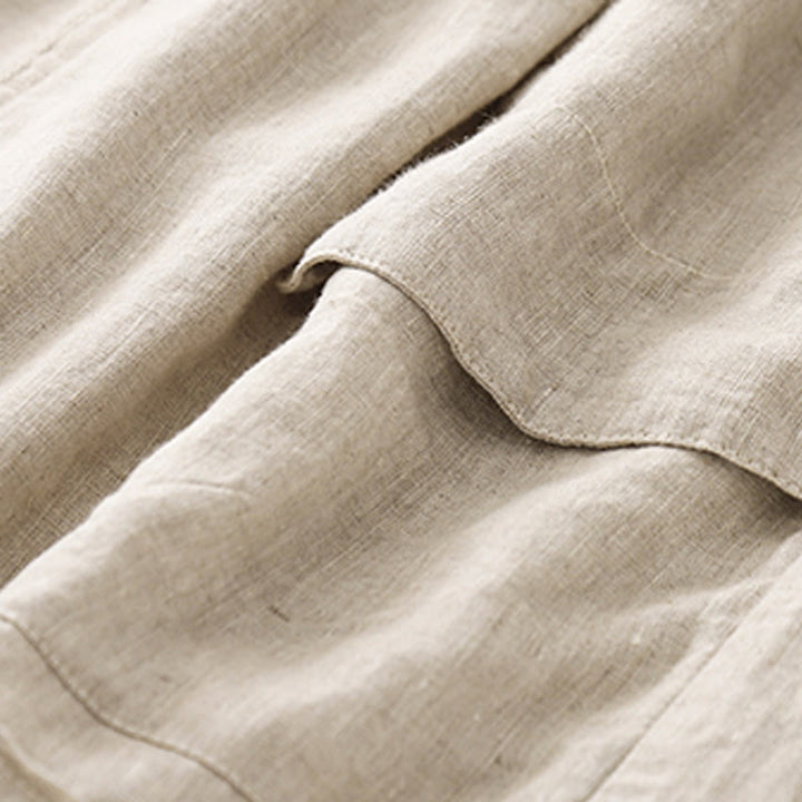 Pantalones cortos rectos elásticos de algodón y lino para mujer, informales, de verano, con bolsillos, de Buddha Stones