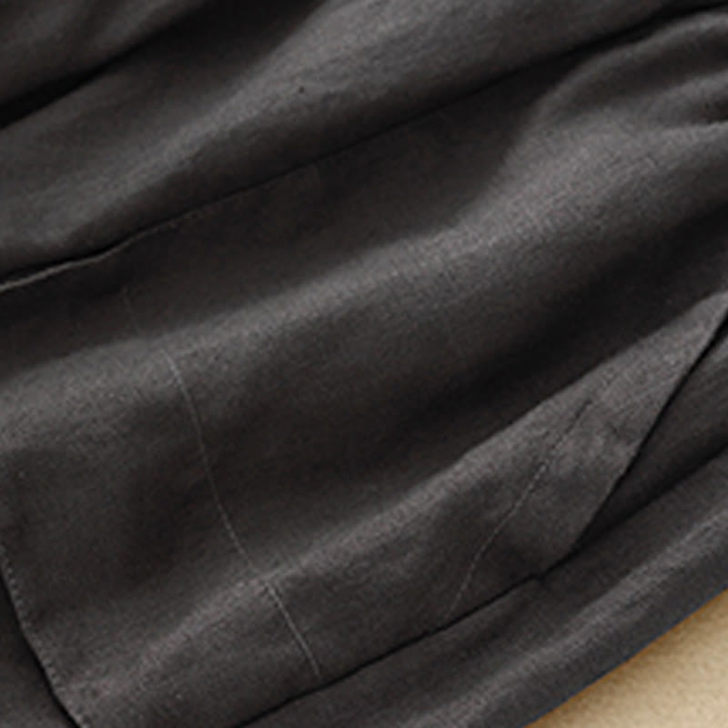 Pantalones cortos rectos elásticos de algodón y lino para mujer, informales, de verano, con bolsillos, de Buddha Stones - image 25