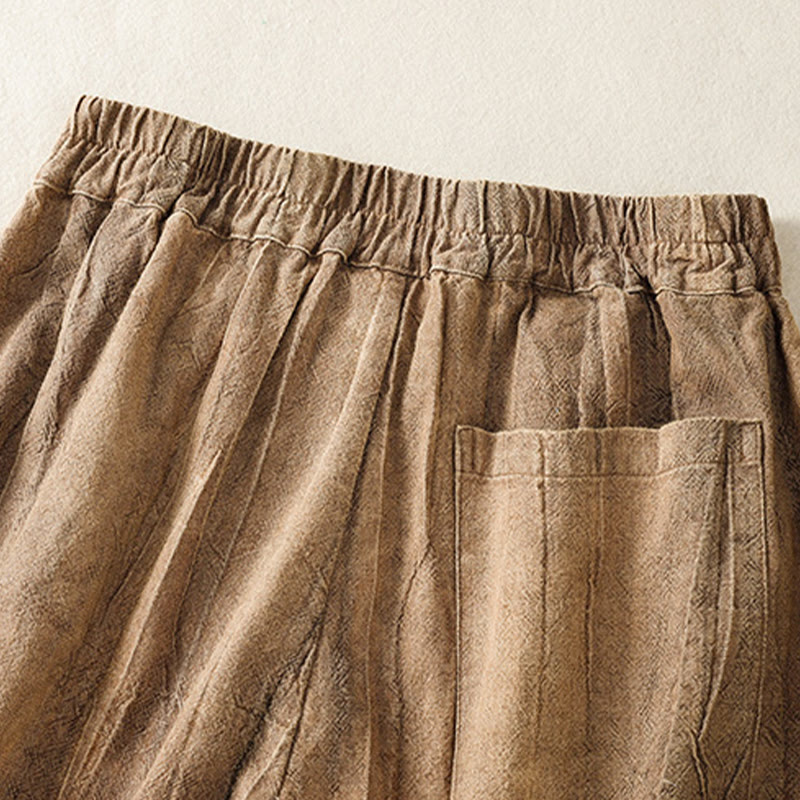 Pantalones cortos casuales de verano con estampado tie-dye de algodón liso para mujer con bolsillos de Buddha Stones