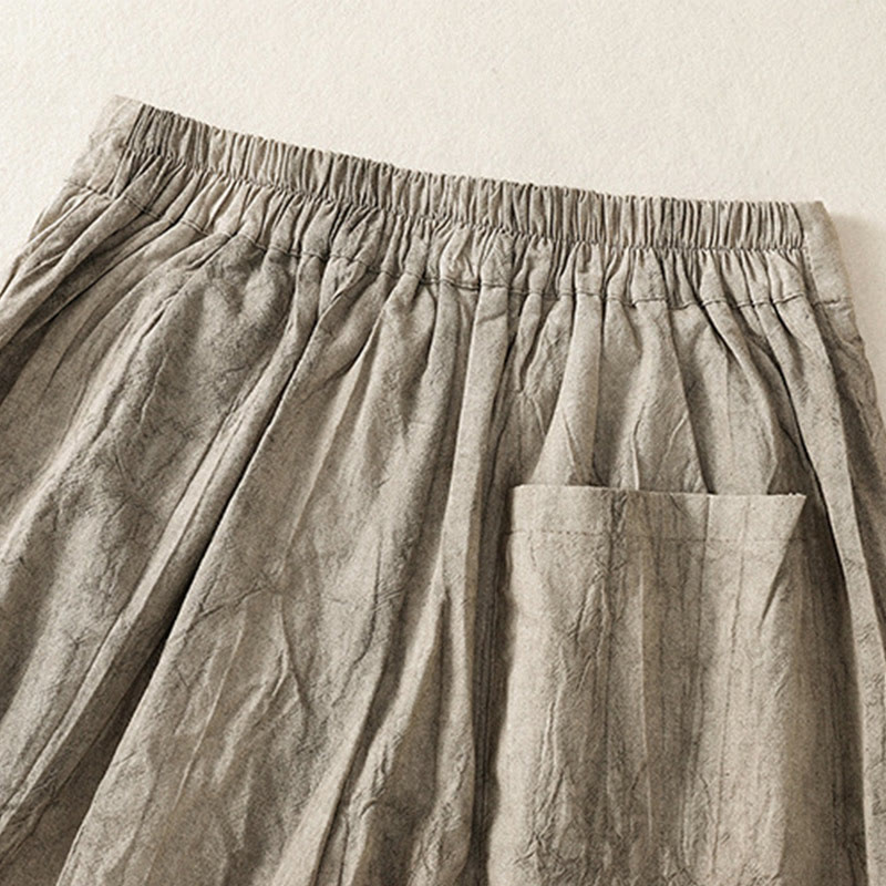 Pantalones cortos casuales de verano con estampado tie-dye de algodón liso para mujer con bolsillos de Buddha Stones