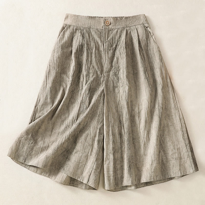 Pantalones cortos casuales de verano con estampado tie-dye de algodón liso para mujer con bolsillos de Buddha Stones