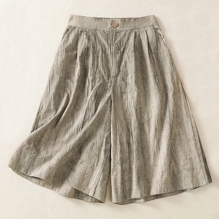 Pantalones cortos casuales de verano con estampado tie-dye de algodón liso para mujer con bolsillos de Buddha Stones