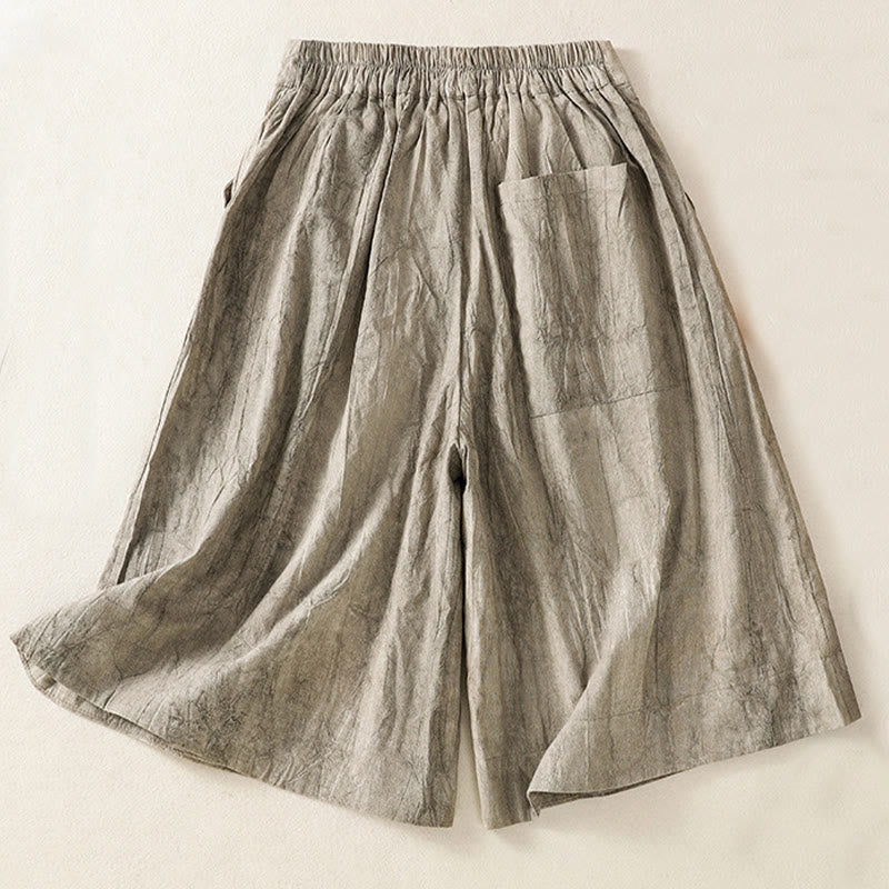 Pantalones cortos casuales de verano con estampado tie-dye de algodón liso para mujer con bolsillos de Buddha Stones