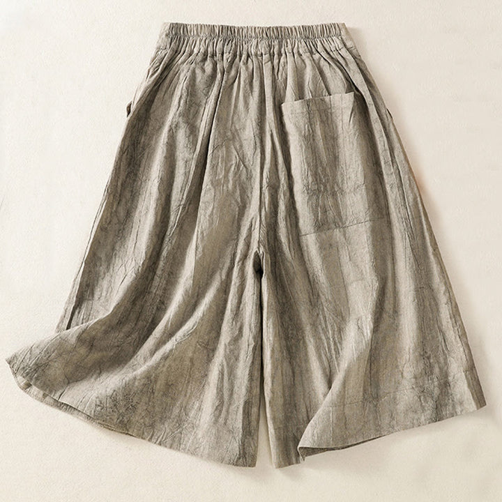 Pantalones cortos casuales de verano con estampado tie-dye de algodón liso para mujer con bolsillos de Buddha Stones