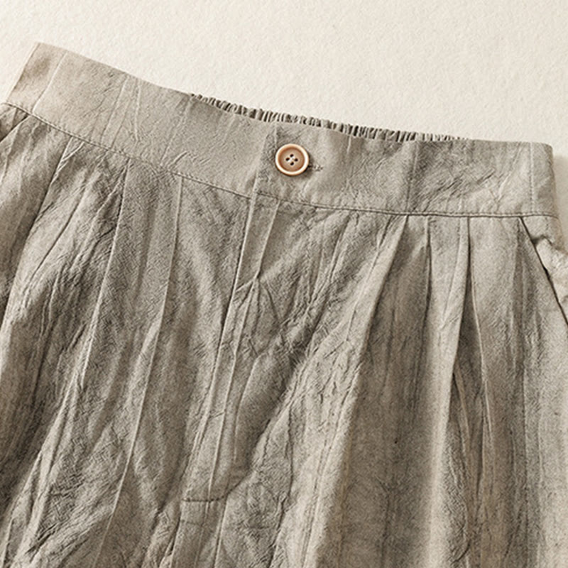 Pantalones cortos casuales de verano con estampado tie-dye de algodón liso para mujer con bolsillos de Buddha Stones