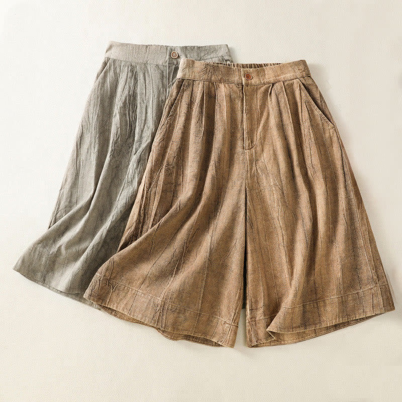 Pantalones cortos casuales de verano con estampado tie-dye de algodón liso para mujer con bolsillos de Buddha Stones