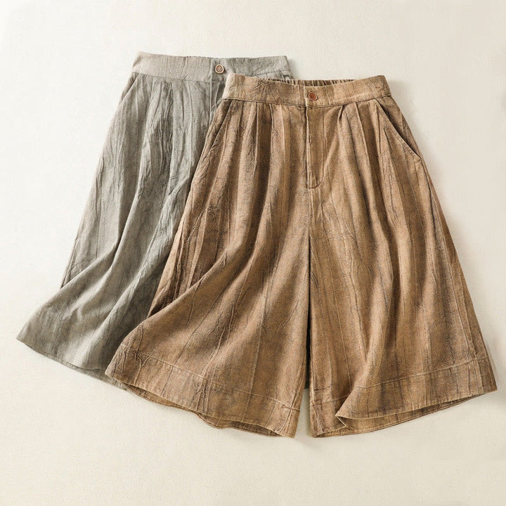 Pantalones cortos casuales de verano con estampado tie-dye de algodón liso para mujer con bolsillos de Buddha Stones