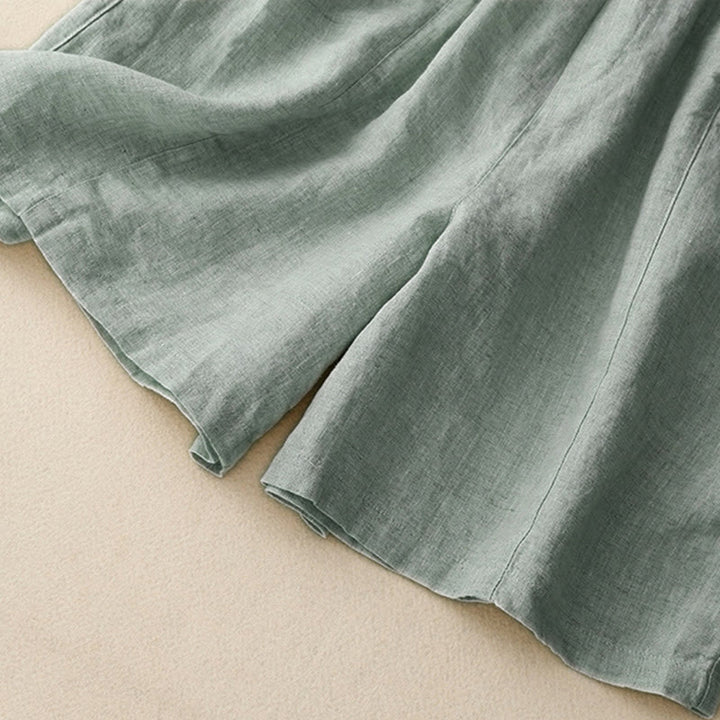 Pantalones cortos de algodón lisos con botones y bolsillos para mujer, estilo casual de verano, con Buddha Stones