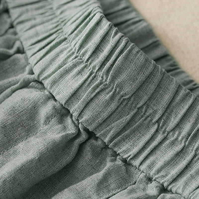 Pantalones cortos de algodón lisos con botones y bolsillos para mujer, estilo casual de verano, con Buddha Stones