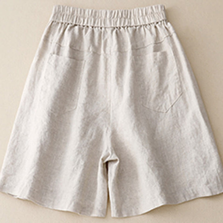 Pantalones cortos de algodón lisos con botones y bolsillos para mujer, estilo casual de verano, con Buddha Stones