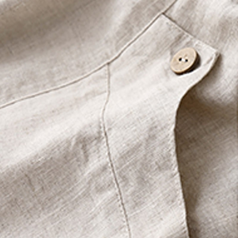 Pantalones cortos de algodón lisos con botones y bolsillos para mujer, estilo casual de verano, con Buddha Stones