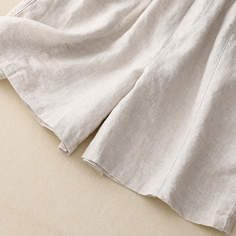 Pantalones cortos de algodón lisos con botones y bolsillos para mujer, estilo casual de verano, con Buddha Stones