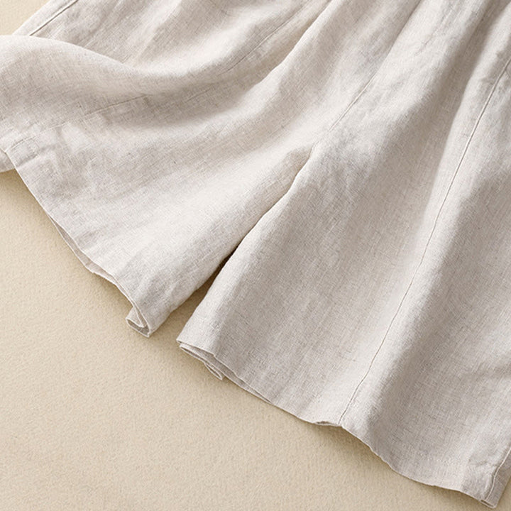 Pantalones cortos de algodón lisos con botones y bolsillos para mujer, estilo casual de verano, con Buddha Stones
