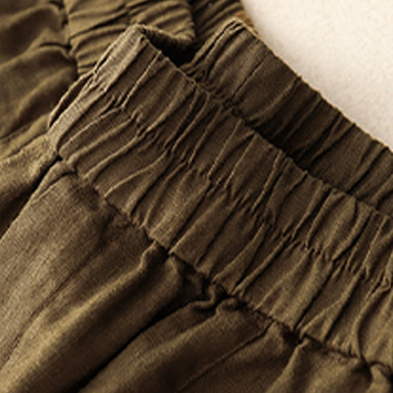 Pantalones cortos de algodón lisos con botones y bolsillos para mujer, estilo casual de verano, con Buddha Stones