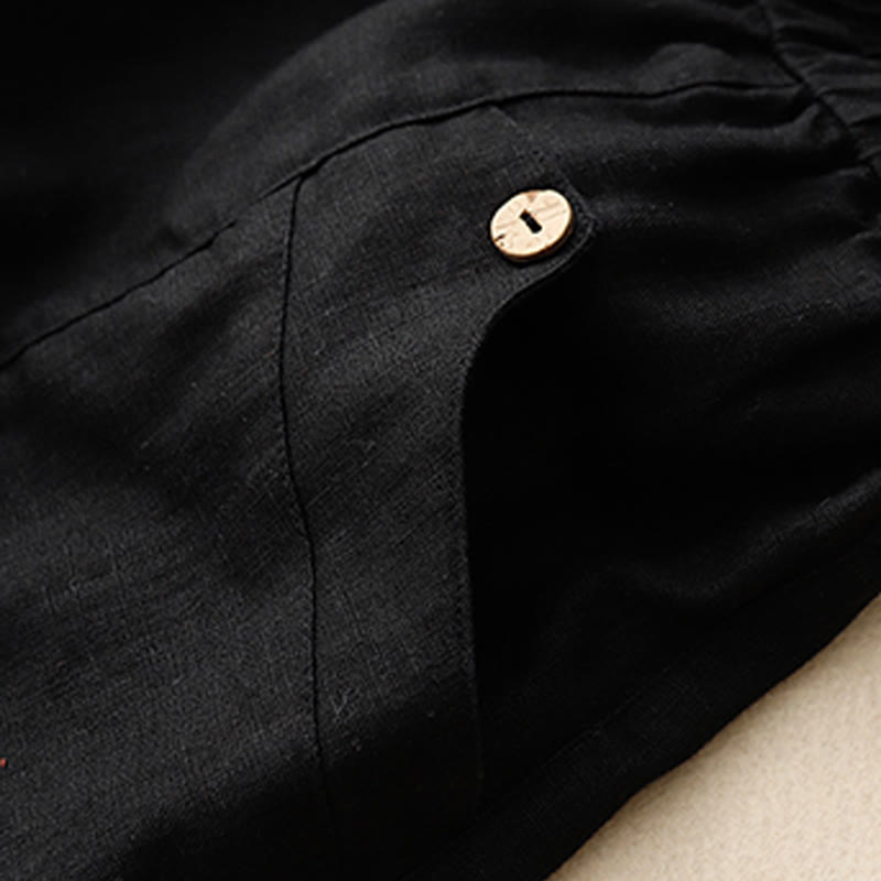 Pantalones cortos de algodón lisos con botones y bolsillos para mujer, estilo casual de verano, con Buddha Stones