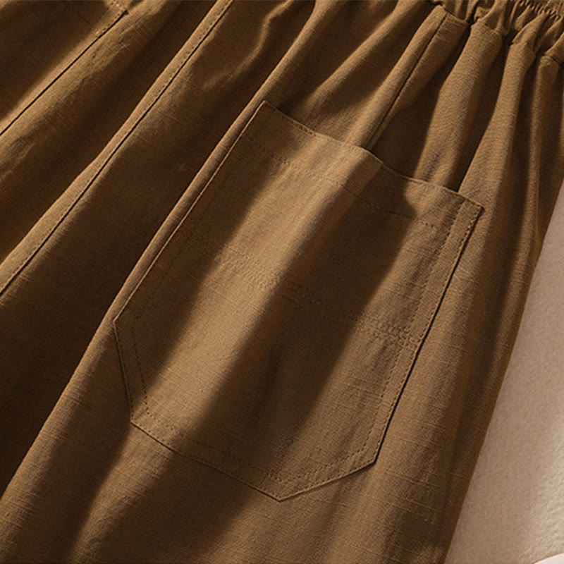 Pantalones cortos de poliéster con cintura elástica y bolsillos para mujer, informales, de verano, con Buddha Stones