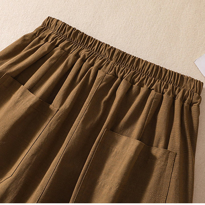 Pantalones cortos de poliéster con cintura elástica y bolsillos para mujer, informales, de verano, con Buddha Stones