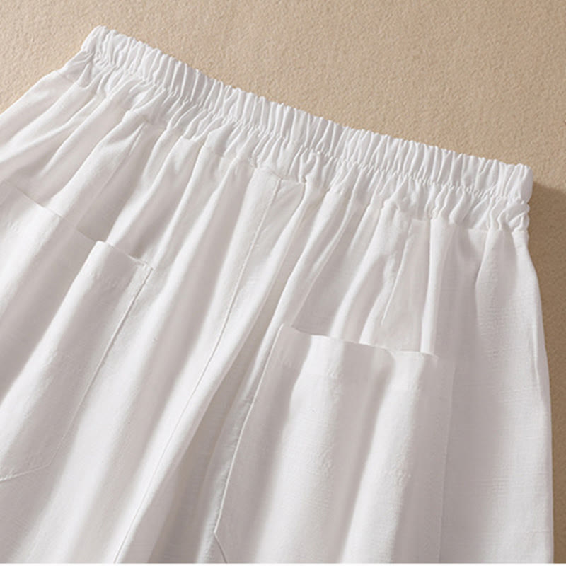 Pantalones cortos de poliéster con cintura elástica y bolsillos para mujer, informales, de verano, con Buddha Stones