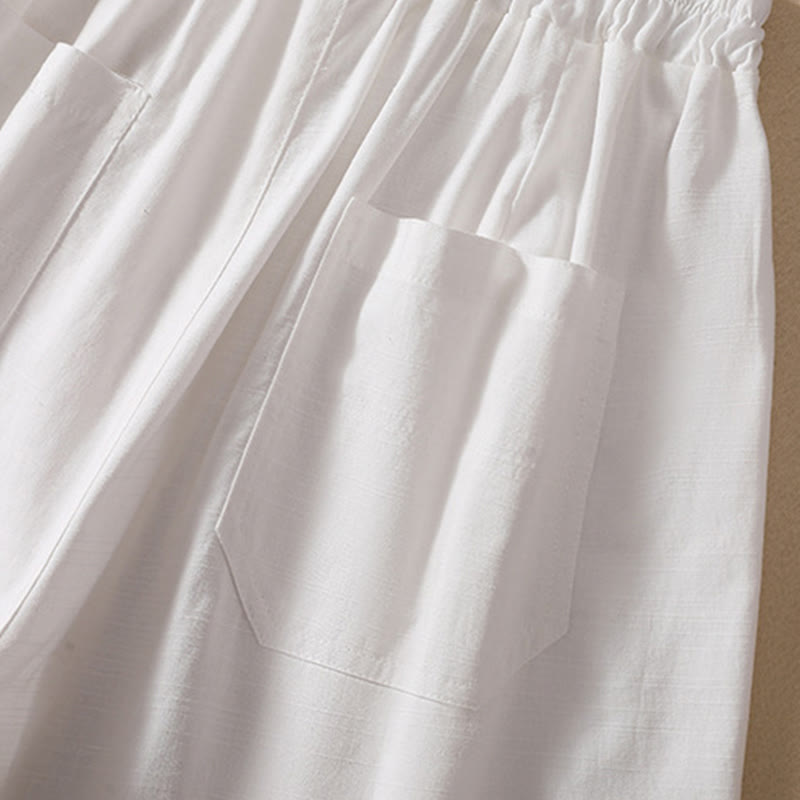 Pantalones cortos de poliéster con cintura elástica y bolsillos para mujer, informales, de verano, con Buddha Stones