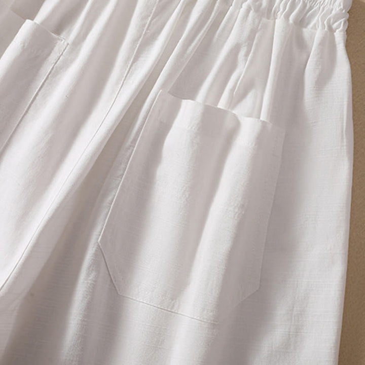 Pantalones cortos de poliéster con cintura elástica y bolsillos para mujer, informales, de verano, con Buddha Stones