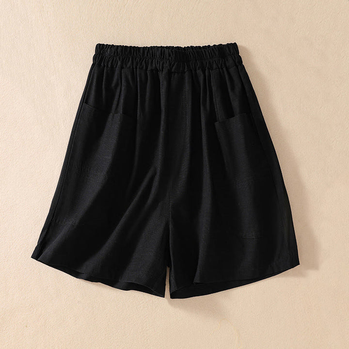 Pantalones cortos de poliéster con cintura elástica y bolsillos para mujer, informales, de verano, con Buddha Stones