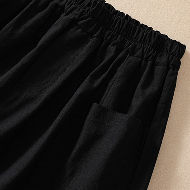 Pantalones cortos de poliéster con cintura elástica y bolsillos para mujer, informales, de verano, con Buddha Stones