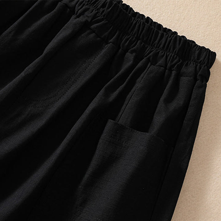 Pantalones cortos de poliéster con cintura elástica y bolsillos para mujer, informales, de verano, con Buddha Stones