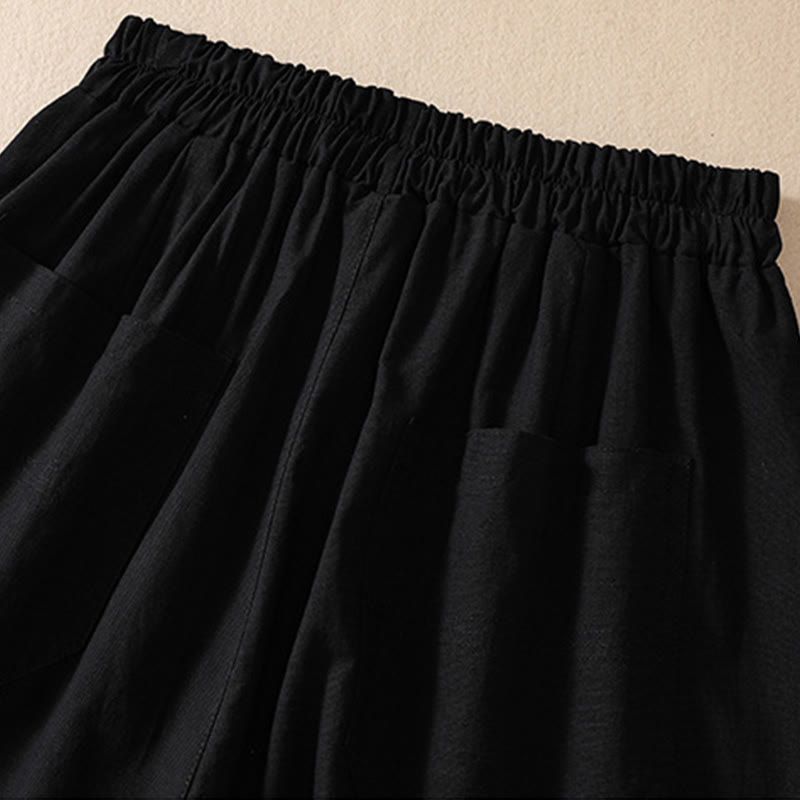 Pantalones cortos de poliéster con cintura elástica y bolsillos para mujer, informales, de verano, con Buddha Stones