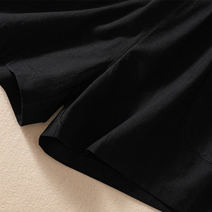 Pantalones cortos de poliéster con cintura elástica y bolsillos para mujer, informales, de verano, con Buddha Stones