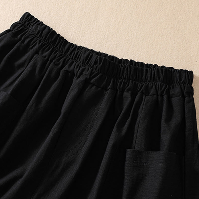 Pantalones cortos de poliéster con cintura elástica y bolsillos para mujer, informales, de verano, con Buddha Stones