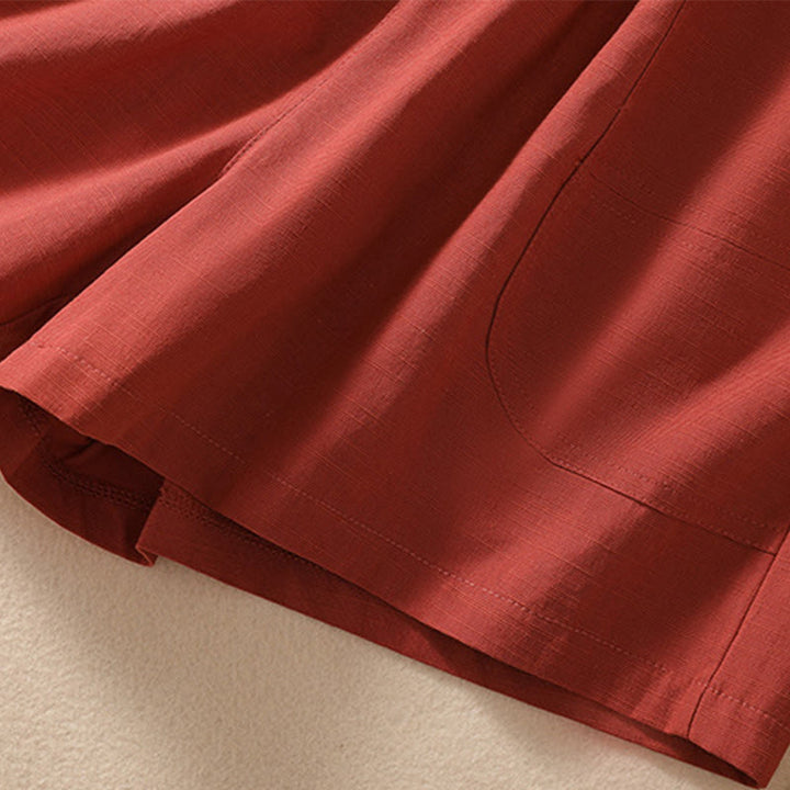 Pantalones cortos de poliéster con cintura elástica y bolsillos para mujer, informales, de verano, con Buddha Stones