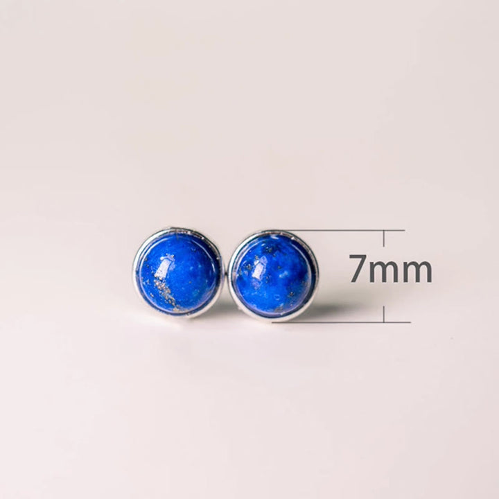 Pendientes vintage de lazurita y plata de ley 925 con Buddha Stones