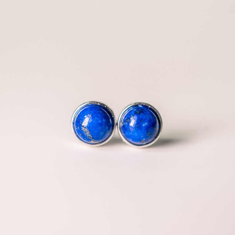 Pendientes vintage de lazurita y plata de ley 925 con Buddha Stones