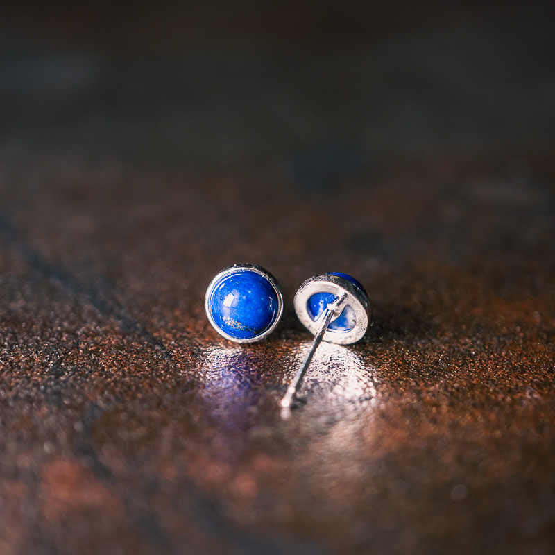Pendientes vintage de lazurita y plata de ley 925 con Buddha Stones