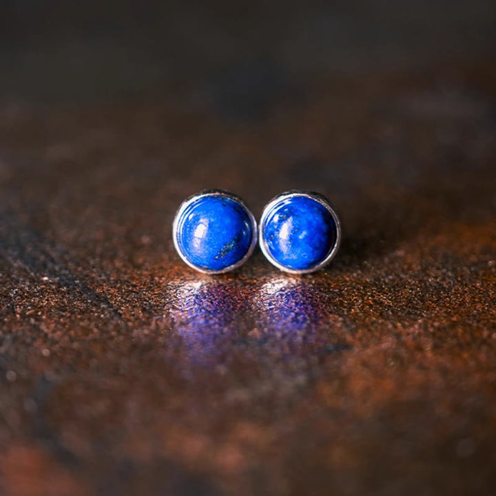 Pendientes vintage de lazurita y plata de ley 925 con Buddha Stones
