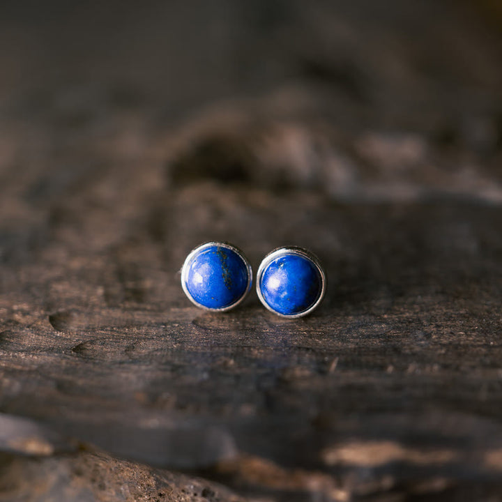 Pendientes vintage de lazurita y plata de ley 925 con Buddha Stones