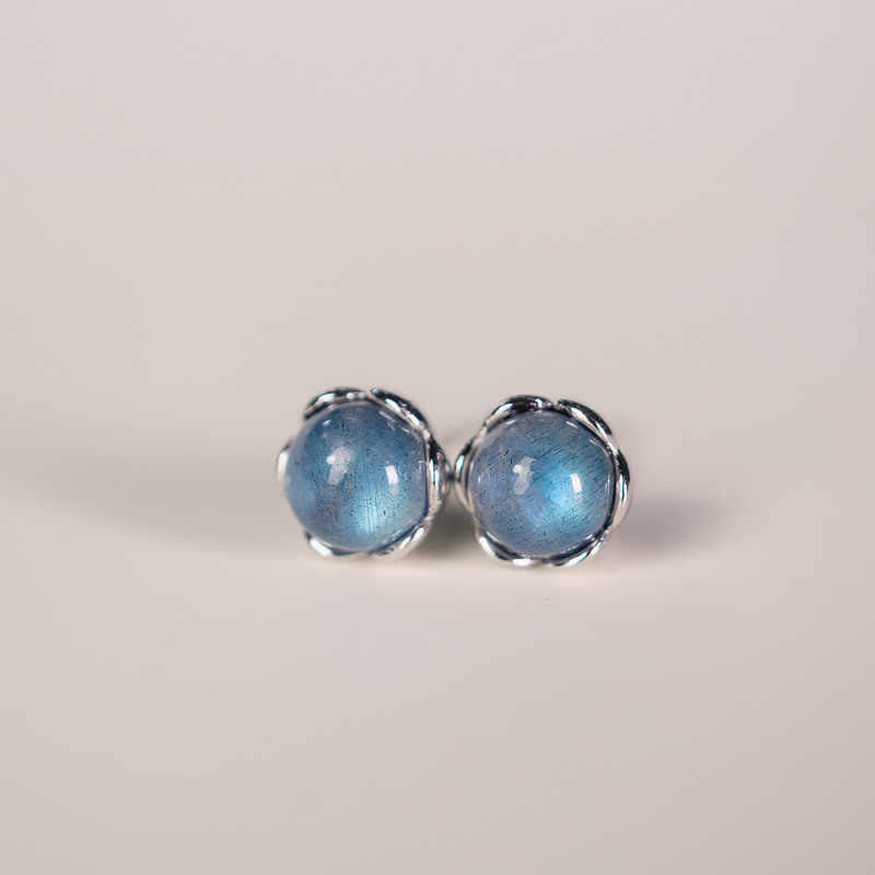 Pendientes de piedra lunar con diseño positivo de Buddha Stones en plata de ley 925