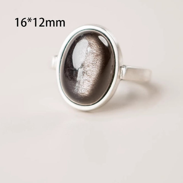 Anillo de protección ajustable con obsidiana y brillo de plata de ley 925 natural de Buddha Stones - image 7