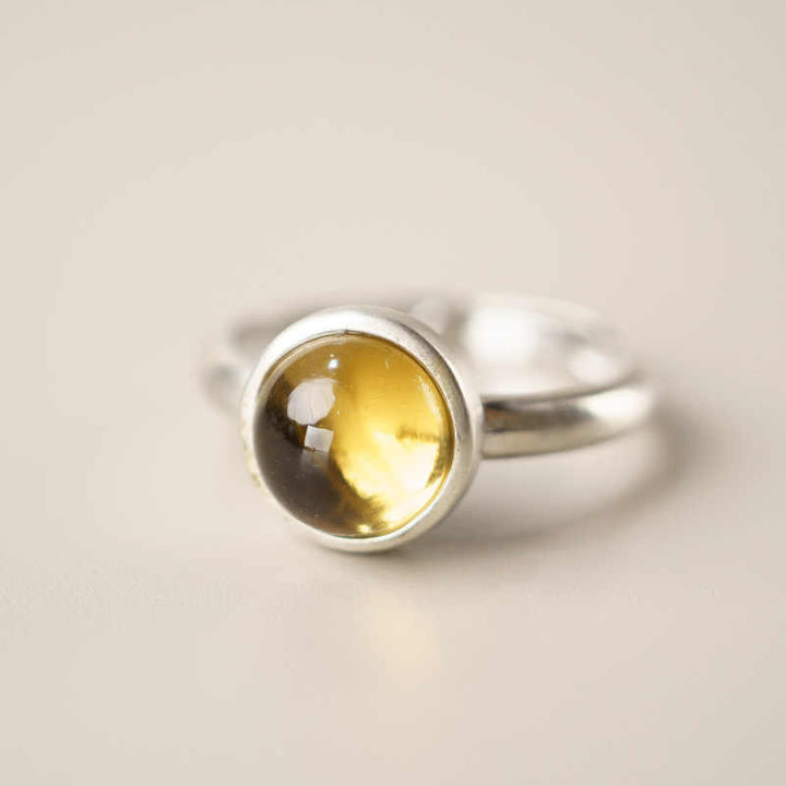 Anillo de protección ajustable con citrino natural de plata de ley 925 de Buddha Stones