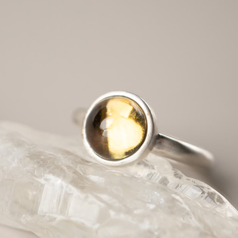 Anillo de la felicidad ajustable con citrino y prehnita en plata de ley 925 natural de Buddha Stones - Estilo C (aproximadamente 9 x 9 mm) - image 11