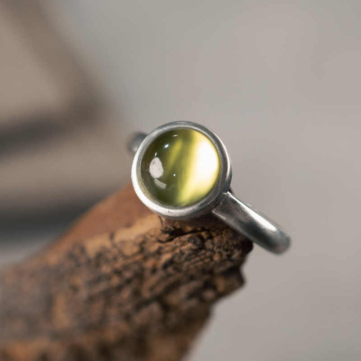 Anillo de la felicidad ajustable con citrino y prehnita en plata de ley 925 natural de Buddha Stones - image 4