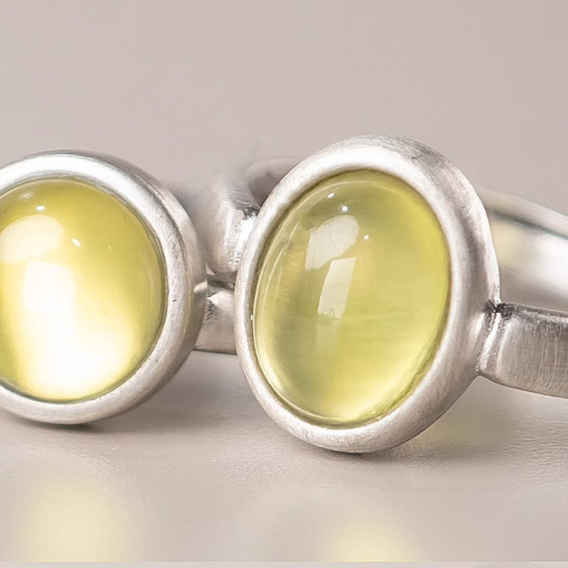 Anillo de la felicidad ajustable con citrino y prehnita en plata de ley 925 natural de Buddha Stones - image 9