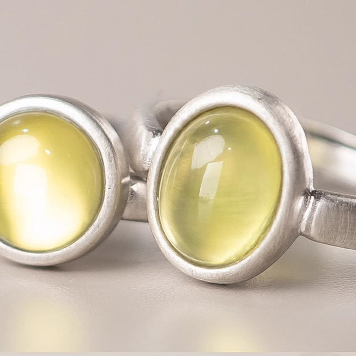 Anillo de la felicidad ajustable con citrino y prehnita en plata de ley 925 natural de Buddha Stones - image 9