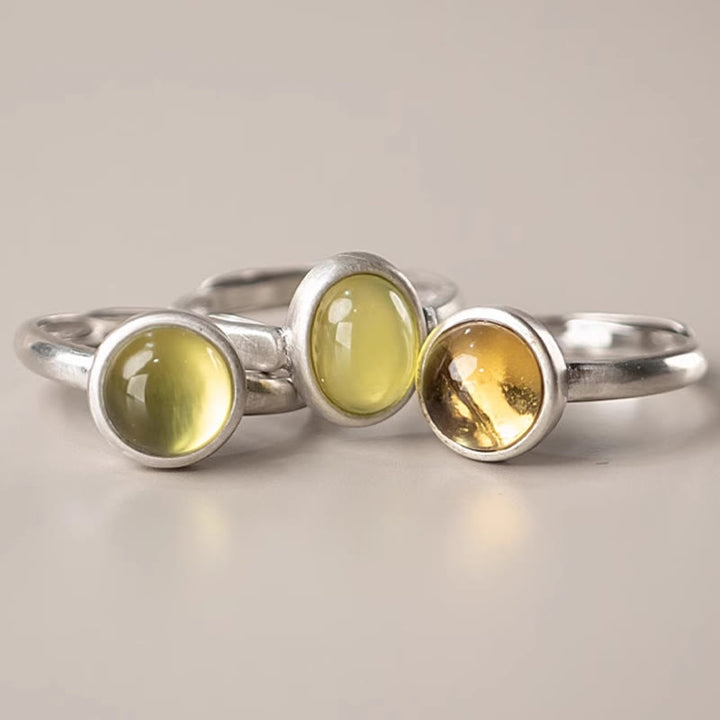 Anillo de la felicidad ajustable con citrino y prehnita en plata de ley 925 natural de Buddha Stones - image 14