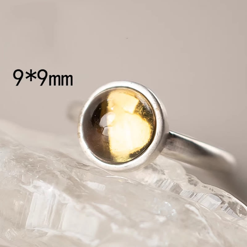 Anillo de la felicidad ajustable con citrino y prehnita en plata de ley 925 natural de Buddha Stones - image 12