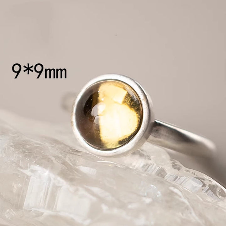 Anillo de la felicidad ajustable con citrino y prehnita en plata de ley 925 natural de Buddha Stones - image 12