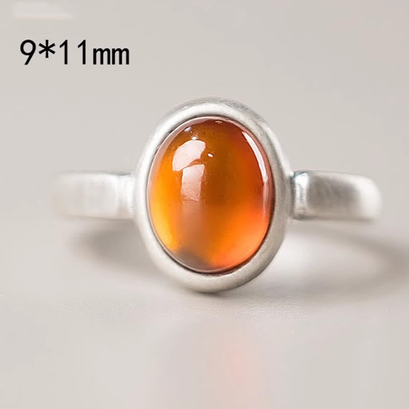 Anillo de calma con granate natural de plata de ley 925 y Buddha Stones con inserción ajustable