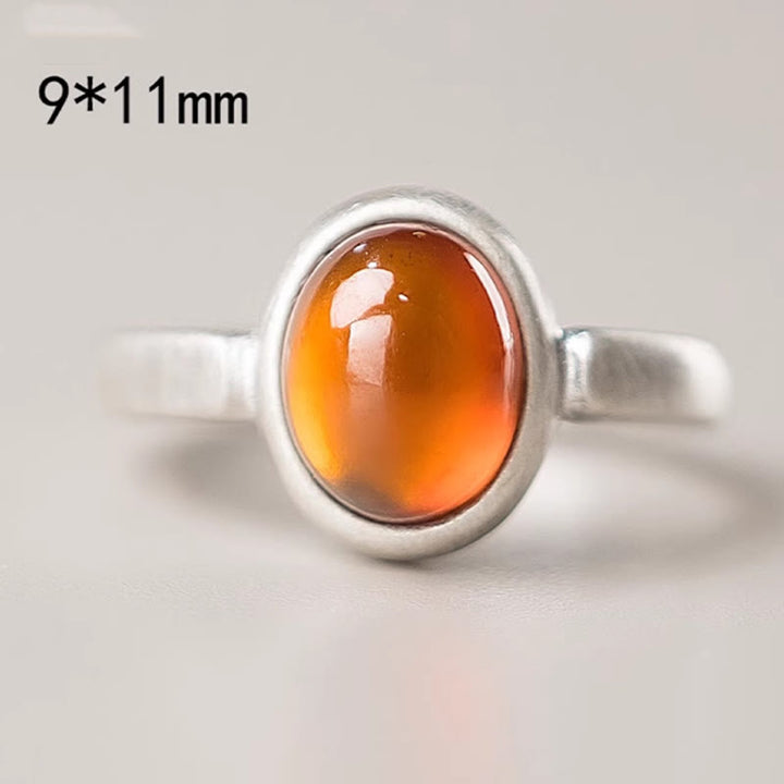 Anillo de calma con granate natural de plata de ley 925 y Buddha Stones con inserción ajustable